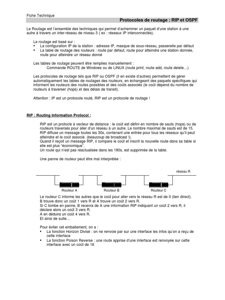 Comparaison des Protocoles RIP et OSPF | PDF | Adresse IP | Routage