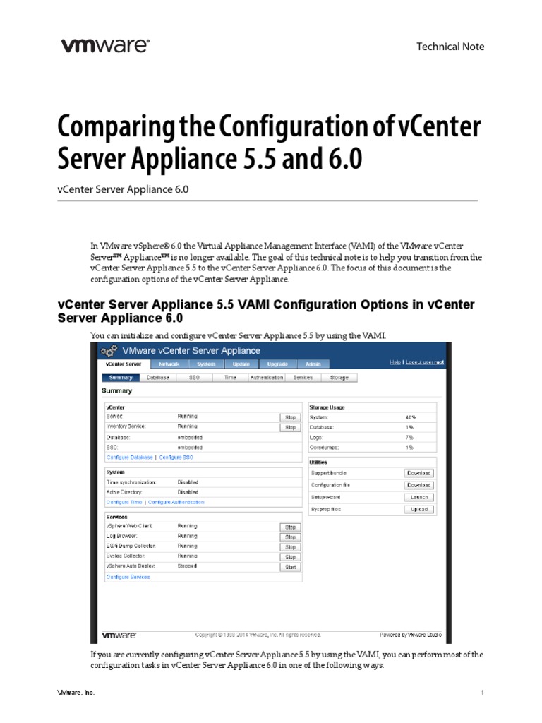 VMware Vsphere 60 Vcenter Server Appliance 55 60 Comparison | PDF ...