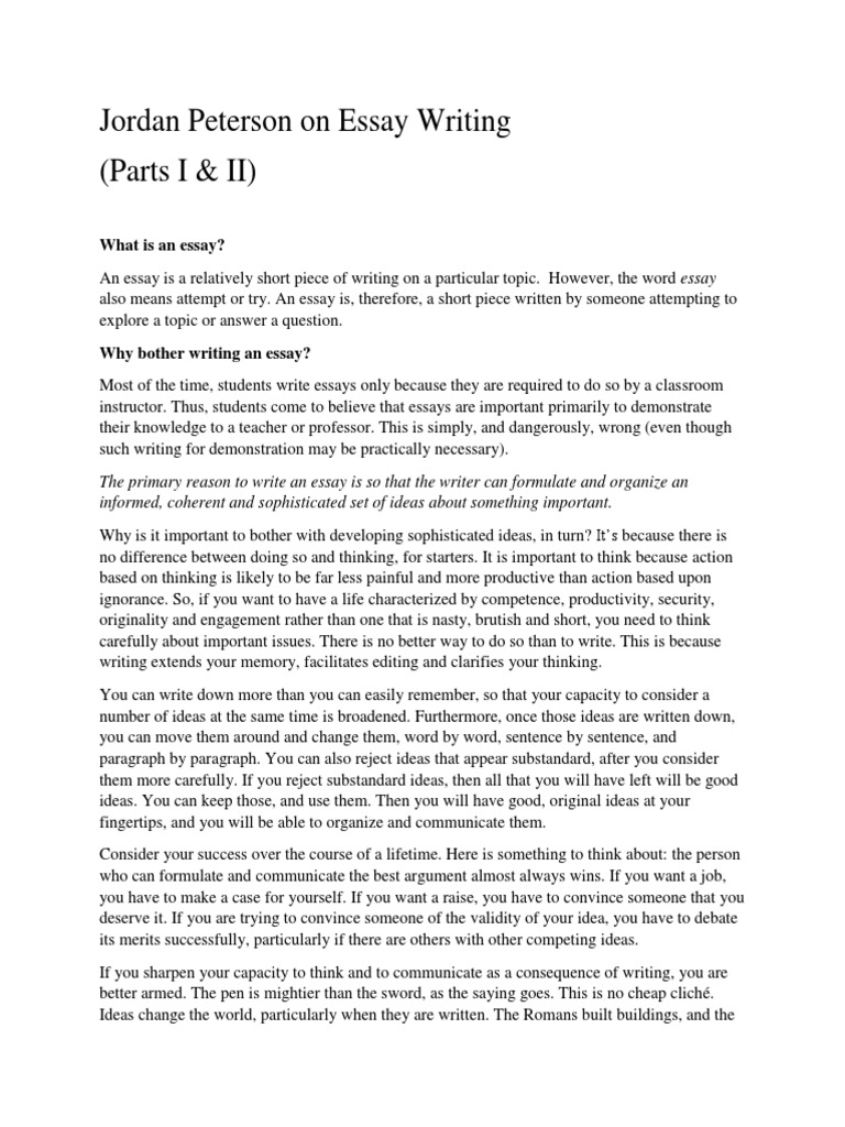 how to write an essay jordan peterson pdf