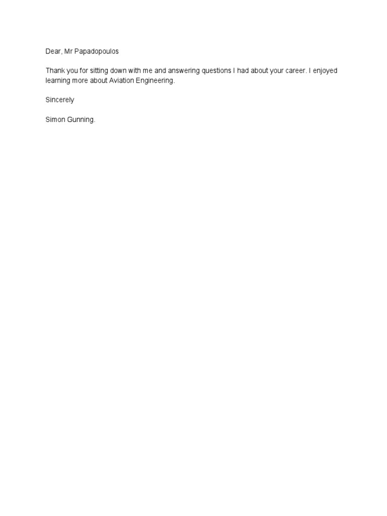 Thank You Letter To Interviewee 1 | PDF