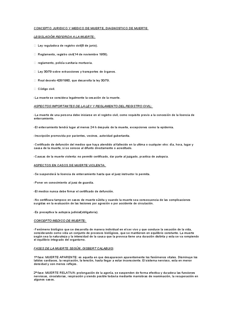 Concepto Juridico y Medico de Muerte | PDF | Muerte | Jurisprudencia médica