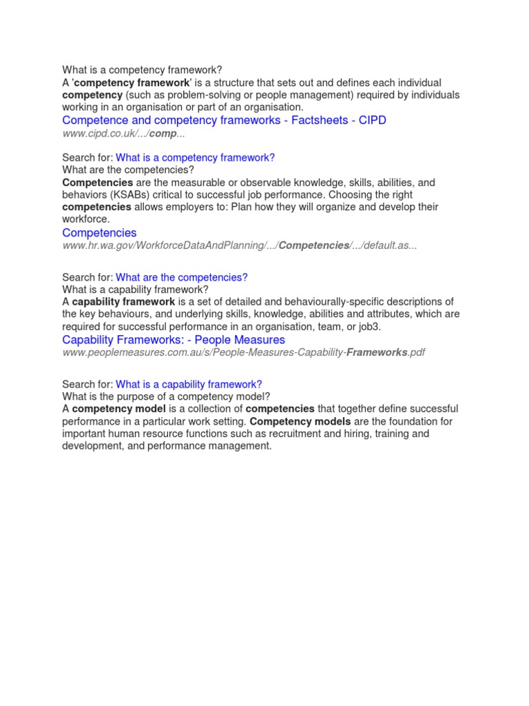 What Is A Competency Framework | PDF