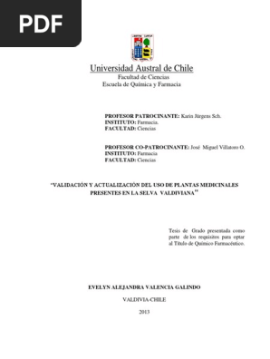 Tesis Validacion Y Actualizacion Del Uso De Plantas Medicinales