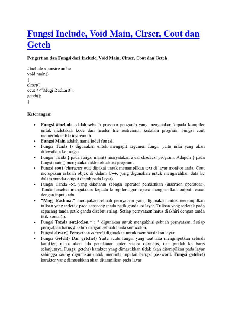 Pengertian dan Fungsi Include dalam C++ | PDF | Komputer