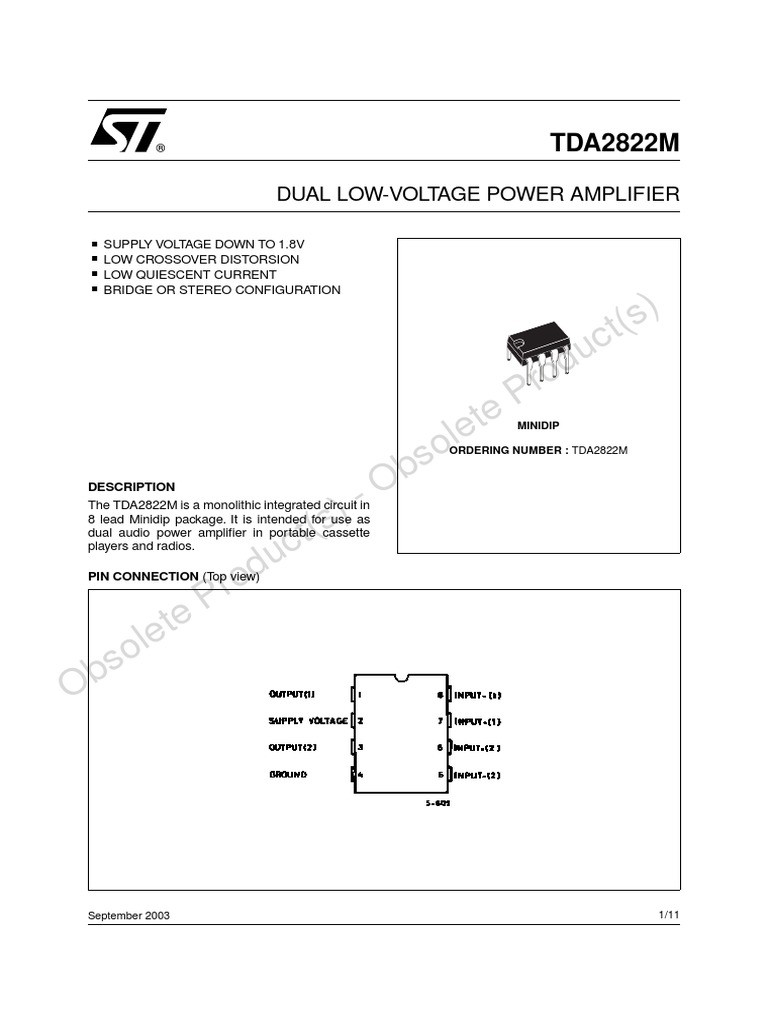 TDA 2822M Datasheet PDF | PDF