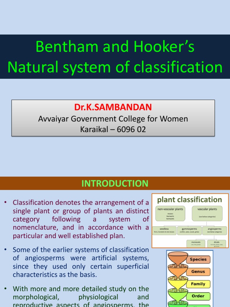 Bentham and Hooker's Classification Taxonomy (Biology) Genus