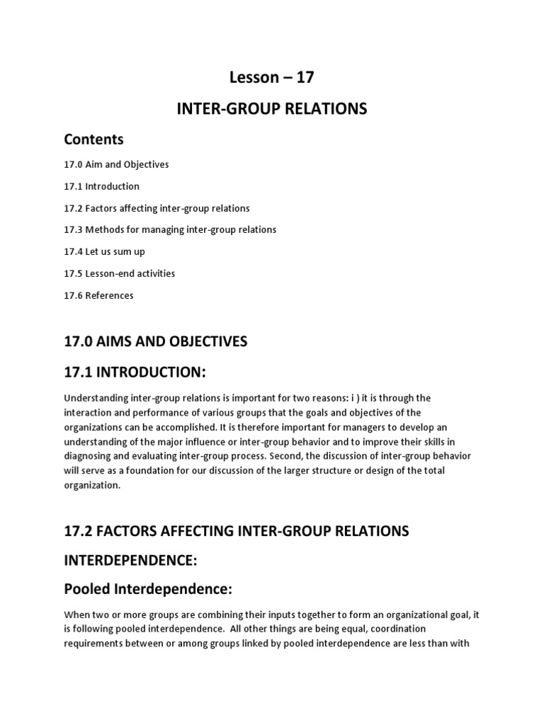 Management Lesson 17 | PDF | Interdependence | Goal