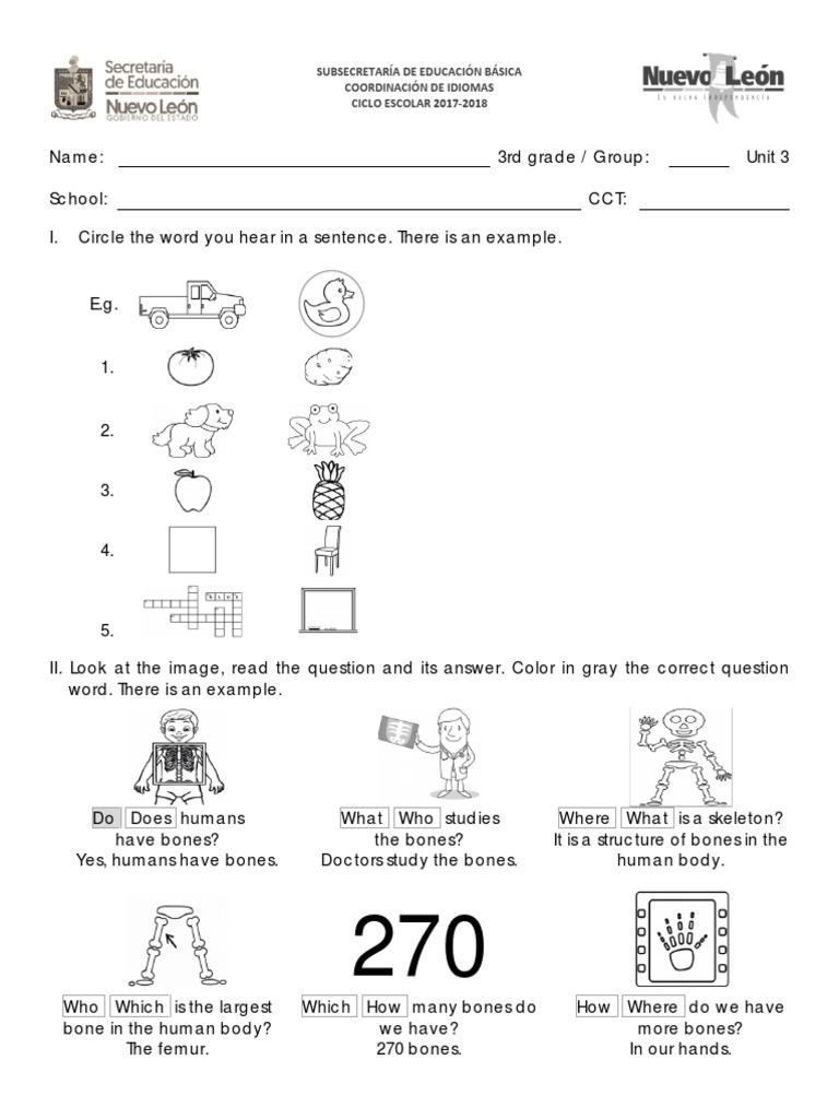 3rd Grade Unit 3 Exam Guide | PDF | Test (Assessment) | Question