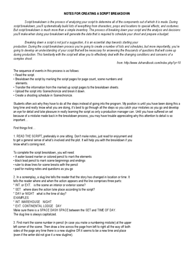 Topic3 - A) Creating A Script Breakdown With Scenechronize PDF | PDF