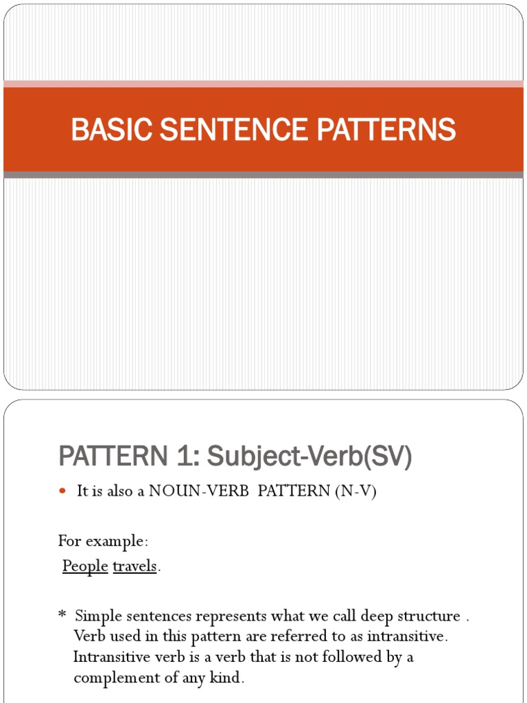 Basic Sentence Patterns | PDF | Object (Grammar) | Verb