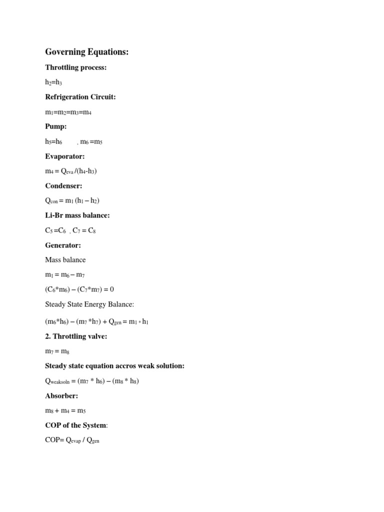 Governing Equations Throttling Process PDF