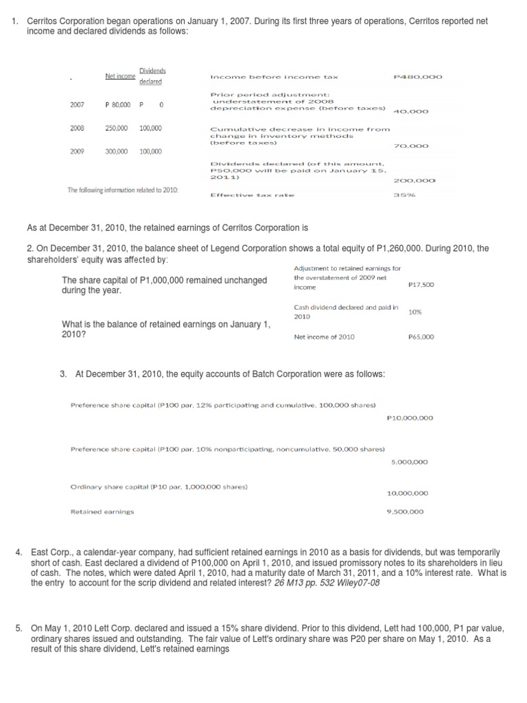 Retained Earnings PDF Retained Earnings Dividend