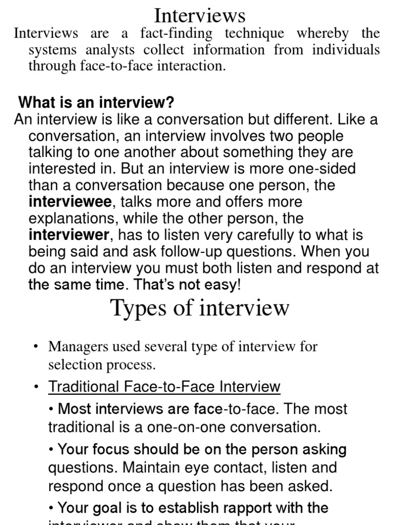Interviews LECTURE | PDF | Interview | Conversation