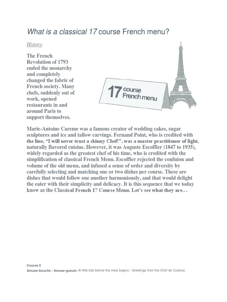 Classical 17 Course French Menu Explained | PDF