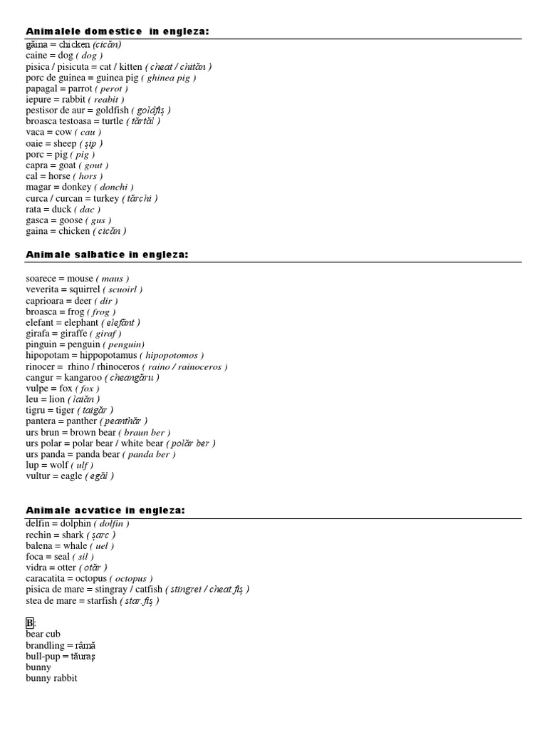 Animale. Engleza  PDF