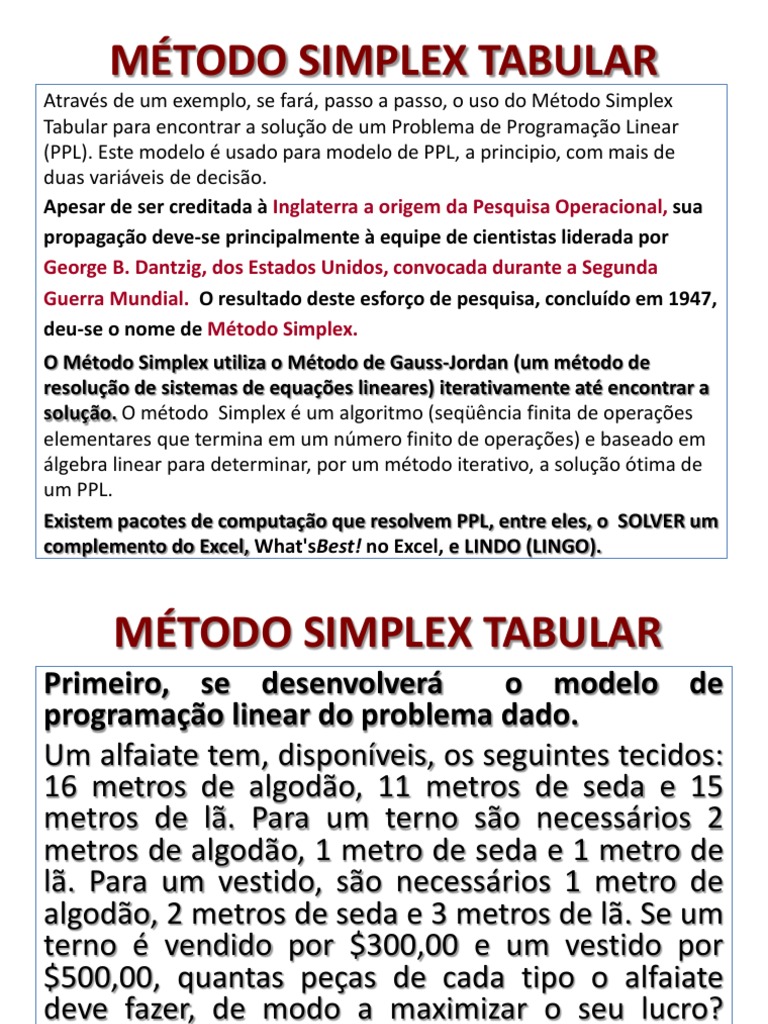 Aula-pl-Introd. Simplex Tabular - Maximização | PDF | Programação ...