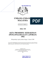 Akta 114 Akta Prosiding Kehakiman (Pengawalseliaan Laporan) 1962