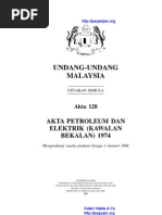 Akta 128 Akta Petroleum Dan Elektrik (Kawalan Bekalan) 1974