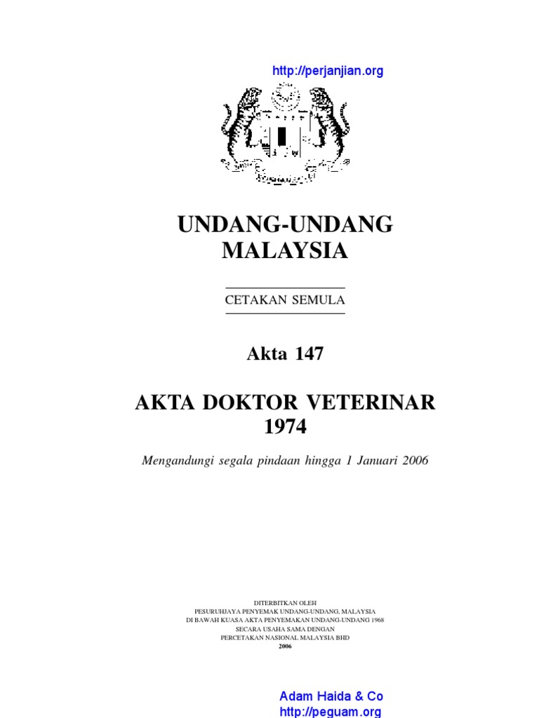 Akta 147 Akta Doktor Veterinar 1974 Pdf