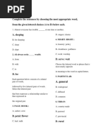 English Complete The Sentences by Choosing The Most Appropriate Word, From The Given Lettered Choices (A To D) Below Each