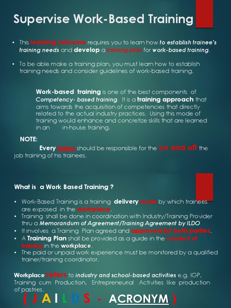Supervising Work-Based Training Programs | PDF | Apprenticeship ...