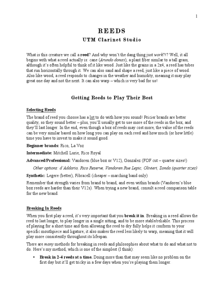 Reeds PDF PDF