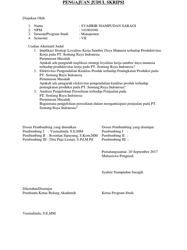 Pengajuan Judul Skripsi | PDF | Bisnis
