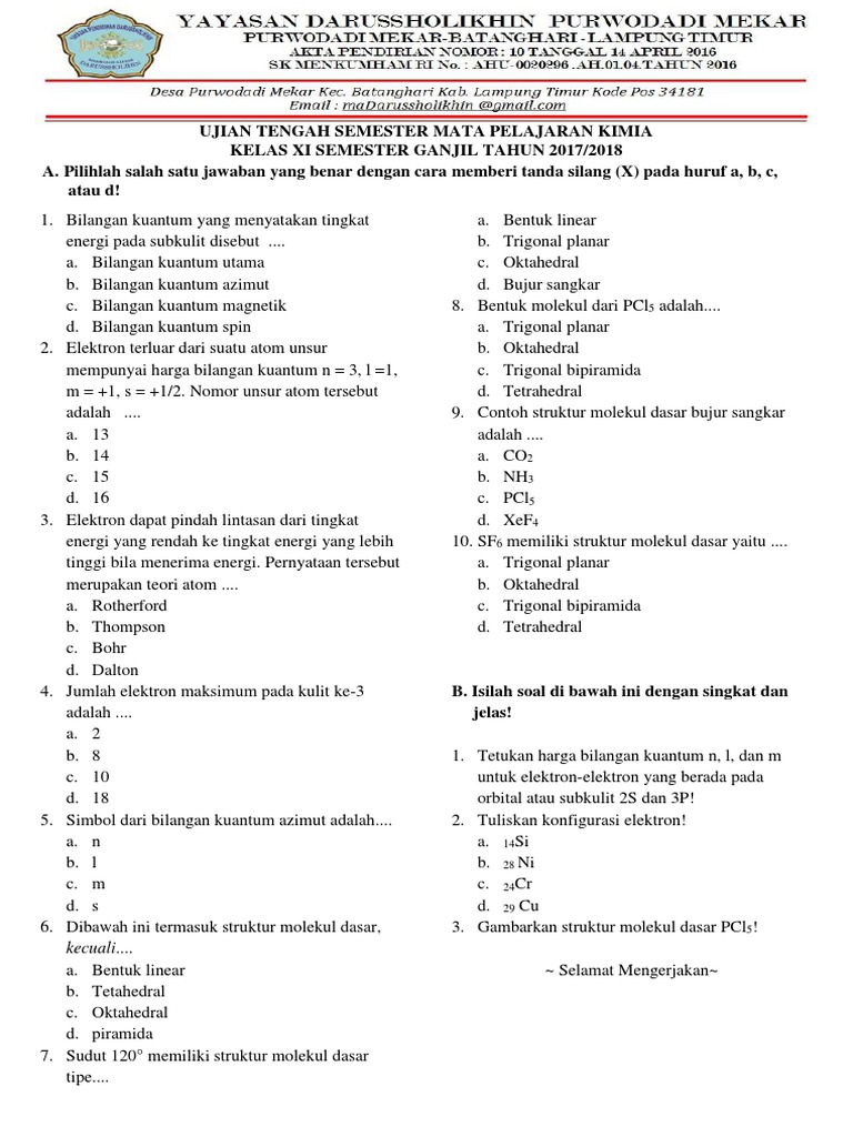 Pembahasan Soal Uts Kimia 2017 Kelas 11 - Herbets Books