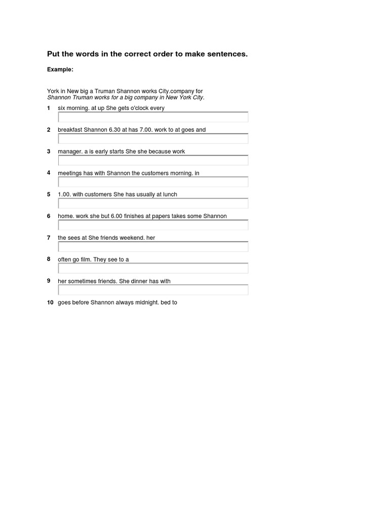 Put The Words in The Correct Order | PDF | Language Arts & Discipline