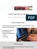 Syntax and Semantics of Programming Languages