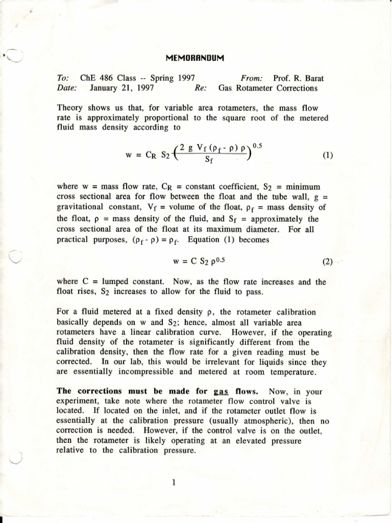 Gas Rotameters PDF Flow Measurement Gases
