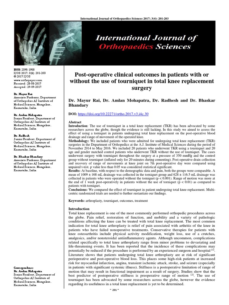 PostOperative Clinical in Patients With or Without The Use of