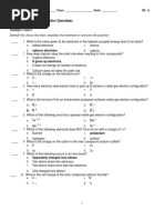 Chemical Bonding - Practice Questions: Identify The Choice That Best Completes The Statement or Answers The Question