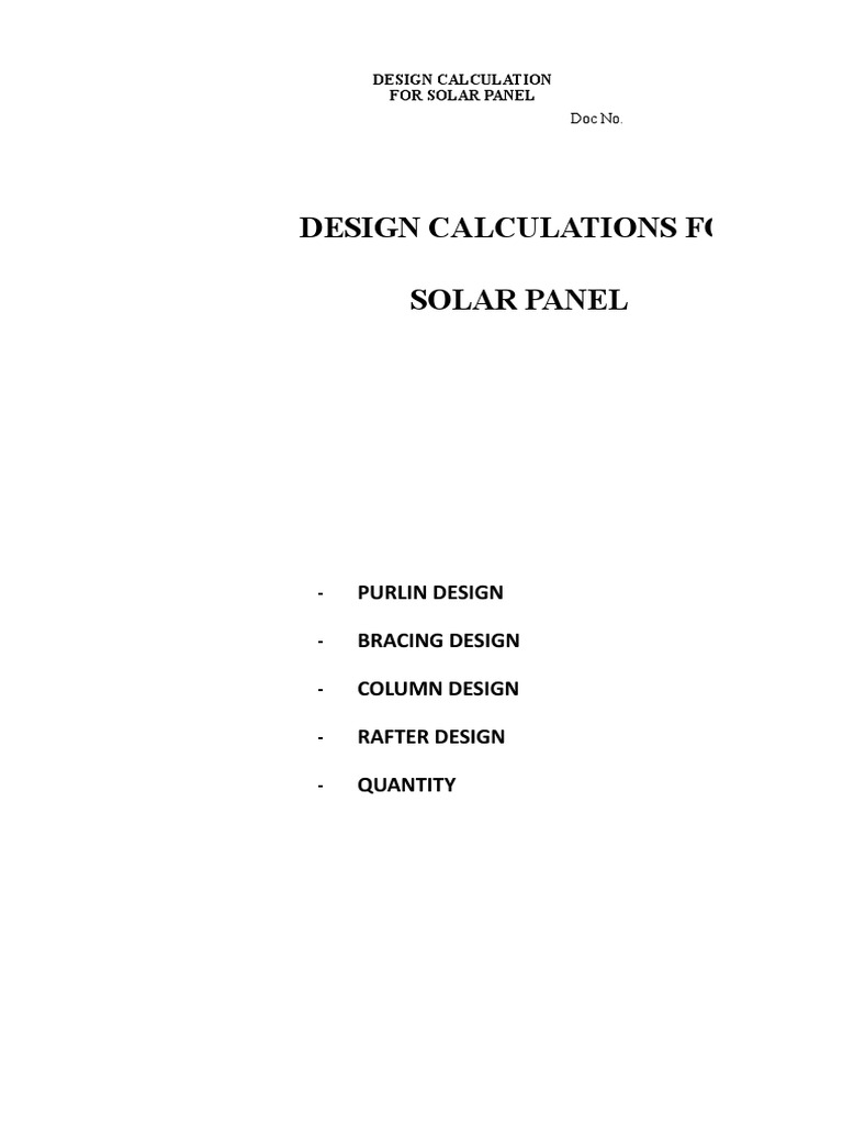 Solar Panel Structural Design Calculations | PDF | Nature | Mechanical ...
