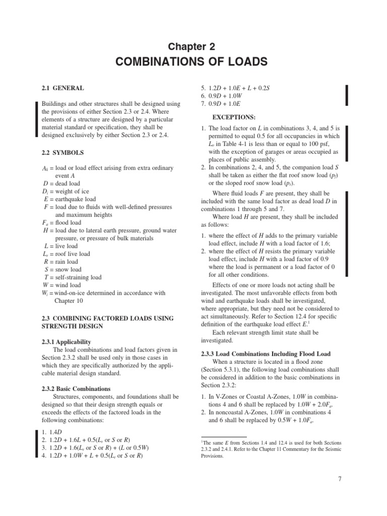 Combinations of Loads: 2.1 General | Download Free PDF | Structural ...