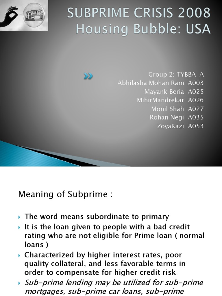 Understanding Subprime Loans and Crisis | PDF | Subprime Lending ...