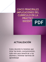 Cinco Principales Implicaciones Del Currículo en La Práctica PDF