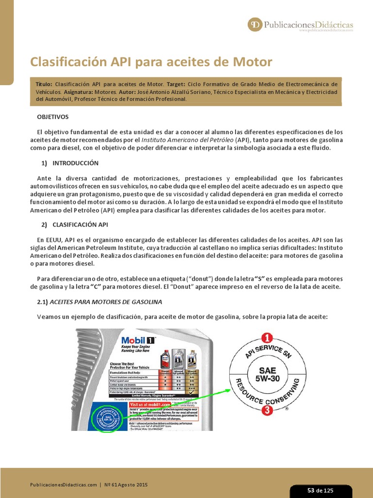 Clasificacion API | PDF | Gasolina | Motor diesel