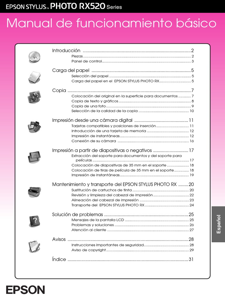 Impresora - EPSON Stylus RX520 PDF | PDF | Impresora (Computación ...