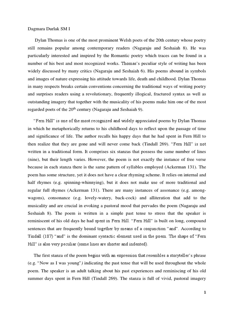 Dylan Thomas Fern Hill | PDF | Rhyme | Poetry