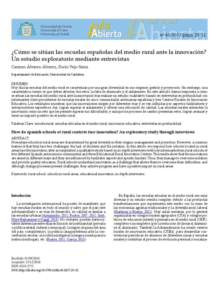 Innovación en Escuelas Rurales Españolas | PDF | Maestros | Educación ...