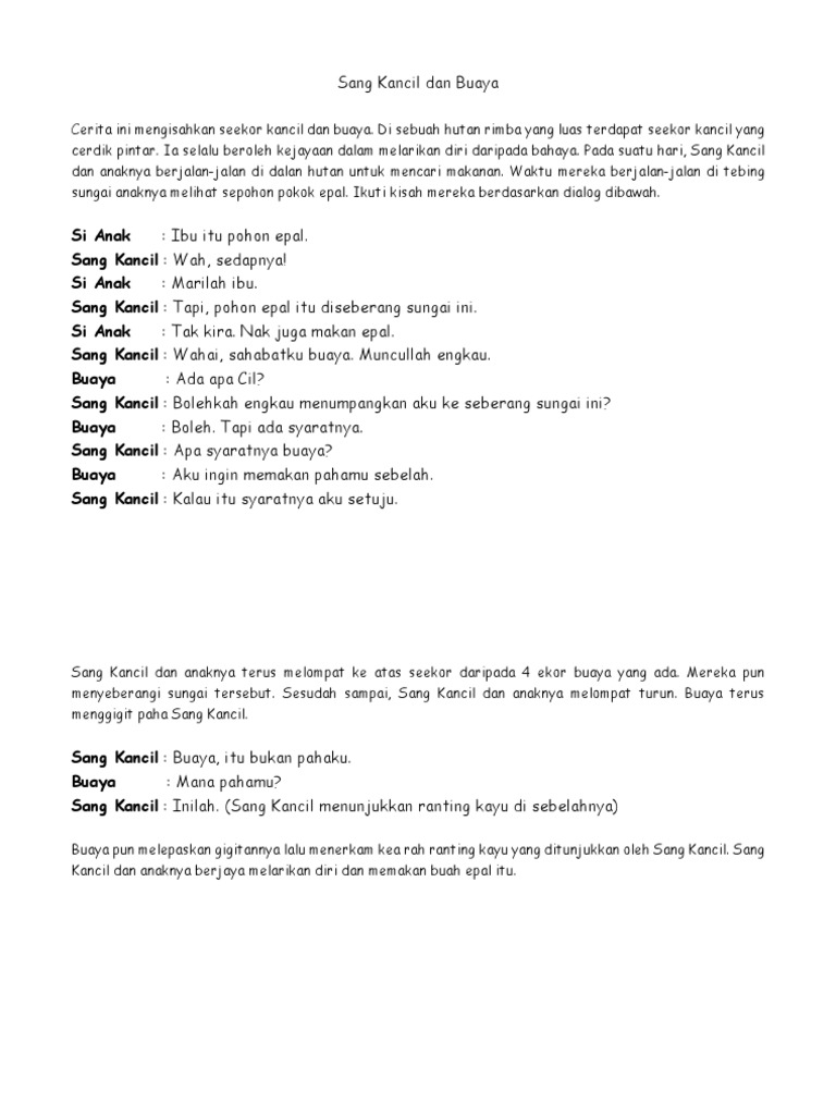 Sang Kancil Dan Buaya Pdf