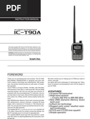 Icom IC-T90A Instruction Manual | PDF | Power Supply | Electricity