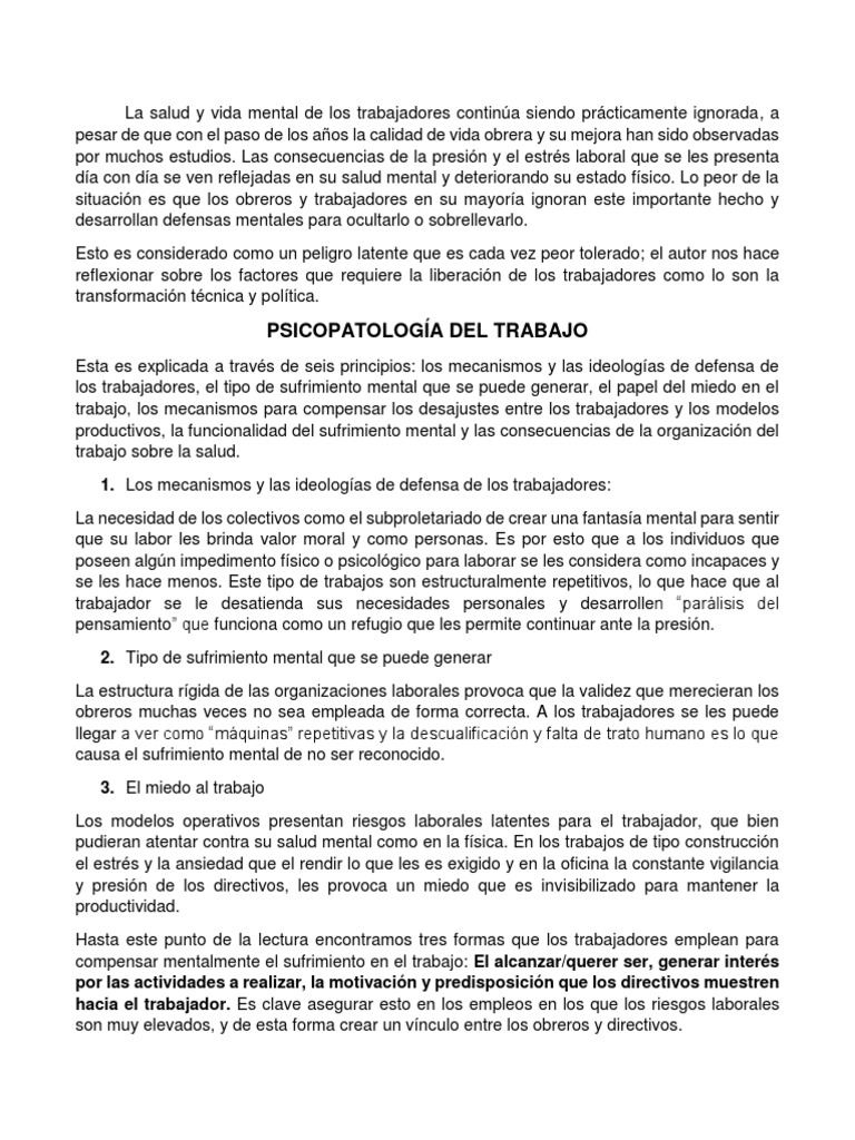Salud mental en el trabajo: retos y soluciones | PDF | Sufrimiento ...