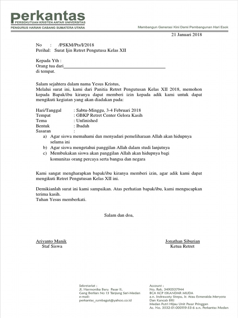 Surat Izin Retreat