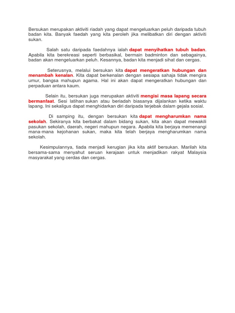 Faedah Bersukan Rumusan Pdf