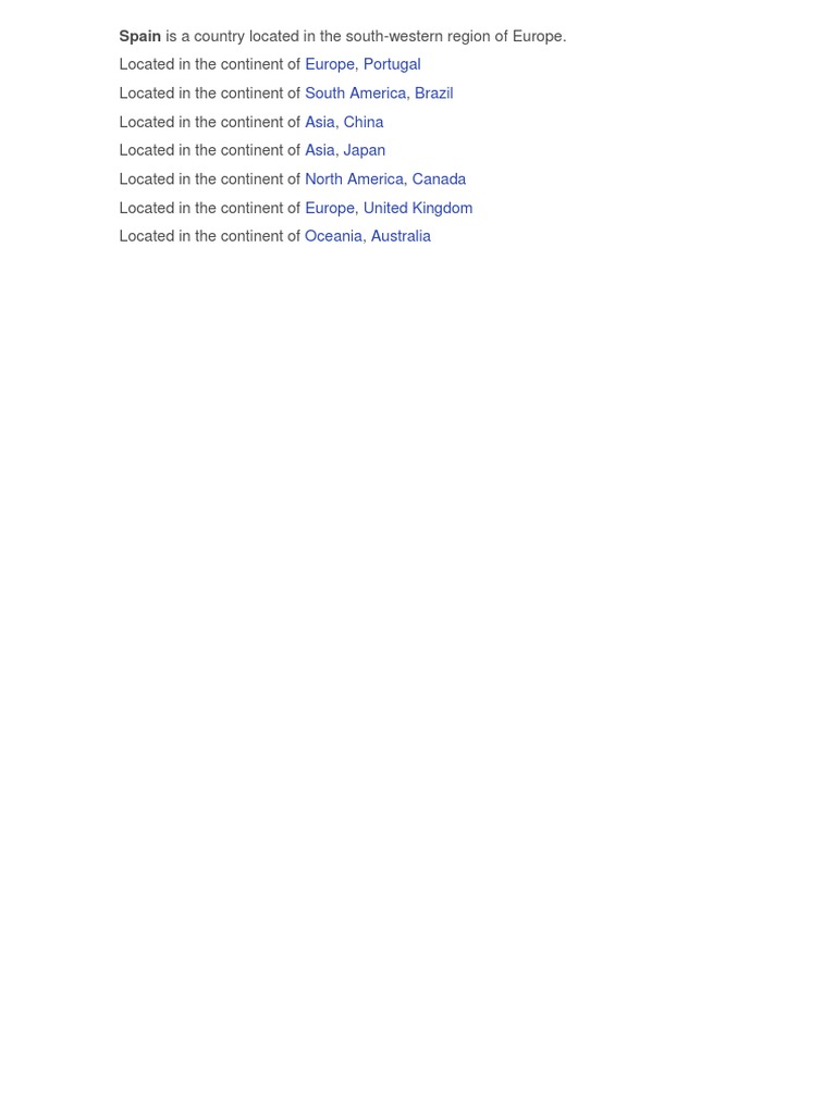 Spain Is A Country Located in The South | PDF | Continent | Global