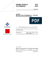 NTC 3952 Metodos para Determinar El Contenido de Alcohol Etilico en Cerveza PDF