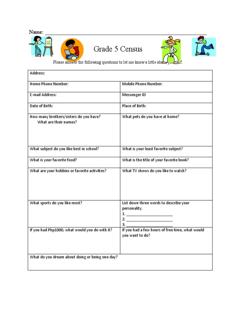 Getting To Know Questionnaire | PDF | Language Arts & Discipline | Self ...