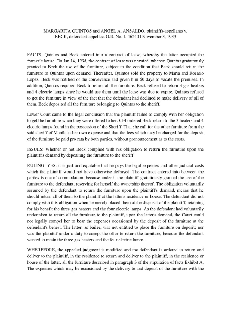 Quintos V BeckDigest PDF Lease Defendant
